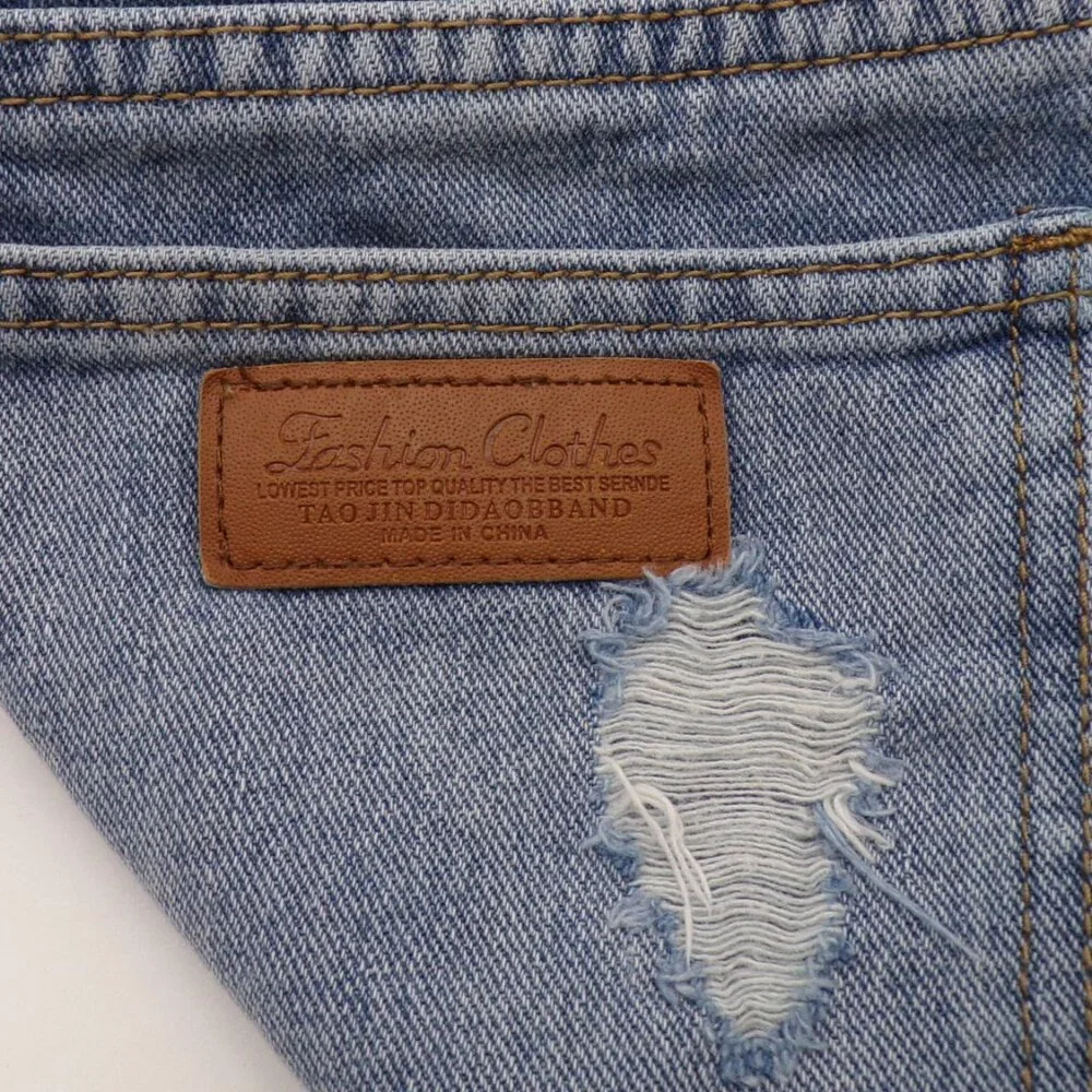 Shein Distressed Cut Off Jean Shorts Women 6 Frayed Holes Concert Festival Short - Picture 8 of 9